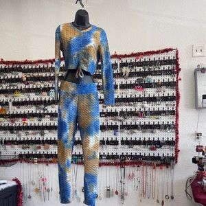 Love J Blue and Brown Patterned Jumpsuit